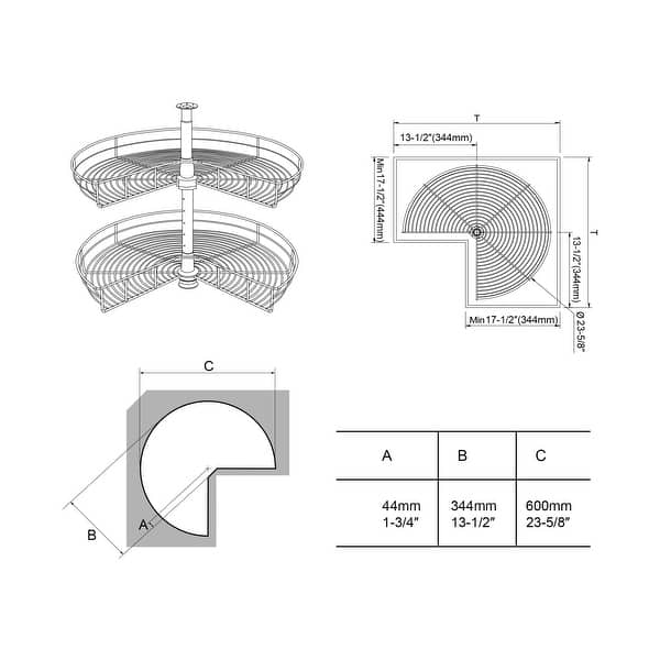 Dowell Lazy Susan 24" Diameter 270 Degree Double Rack Stainless Steel